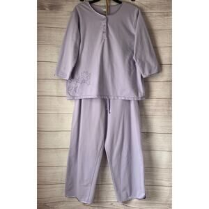 Cherokee Lavender Purple Pajama Set 3/4 Sleeve Shirt Pants Size Large
